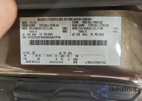 2017 Ford Transit T-350 from USA, damaged, VIN 1FDZX2CM3HKA41716